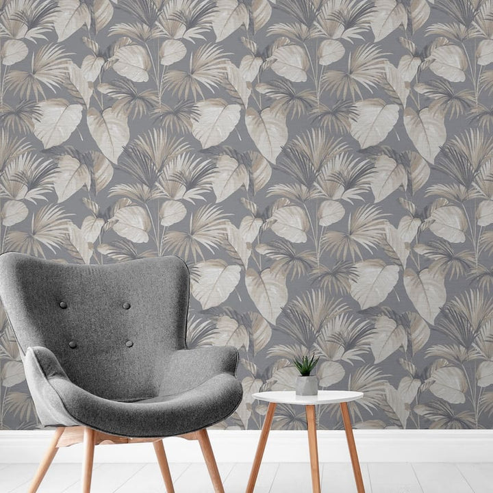 298606 - Arthouse - Arthouse Palm Grove Grey Wallpaper - Decor Warehouse