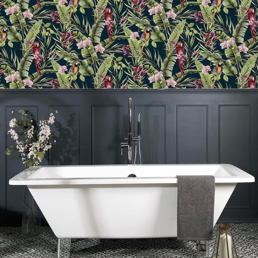 297106 - Arthouse - Arthouse Pretty Polly Navy Multi Wallpaper - Decor Warehouse