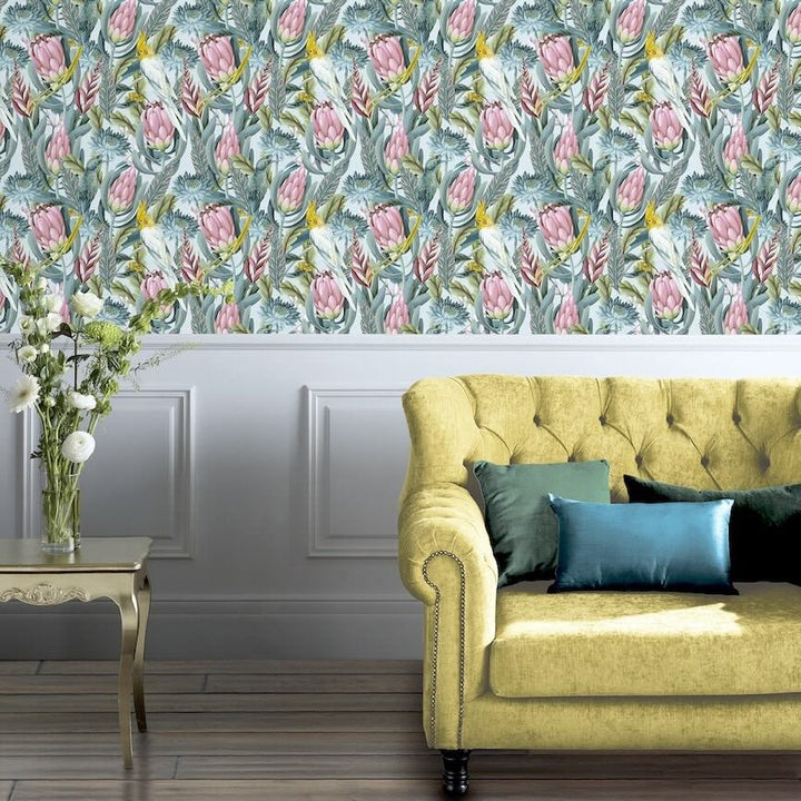 297905 - Arthouse - Arthouse Rainforest Escape Green Pink Wallpaper - Decor Warehouse