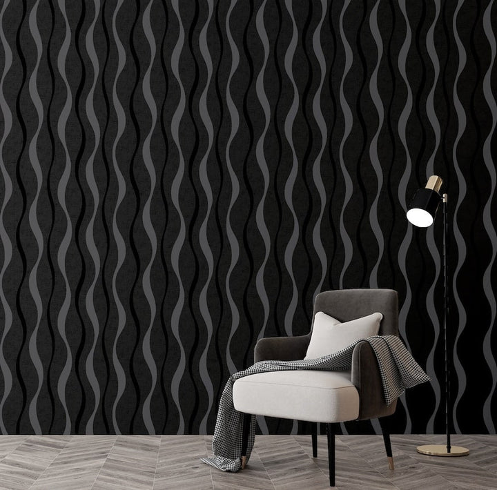 924502 - Arthouse - Arthouse Ribbon Geo Black Wallpaper - Decor Warehouse