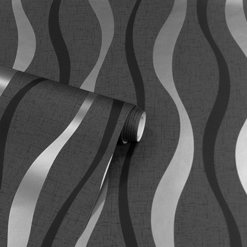 924502 - Arthouse - Arthouse Ribbon Geo Black Wallpaper - Decor Warehouse