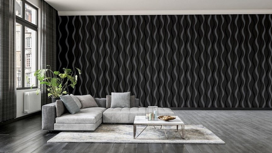 924502 - Arthouse - Arthouse Ribbon Geo Black Wallpaper - Decor Warehouse