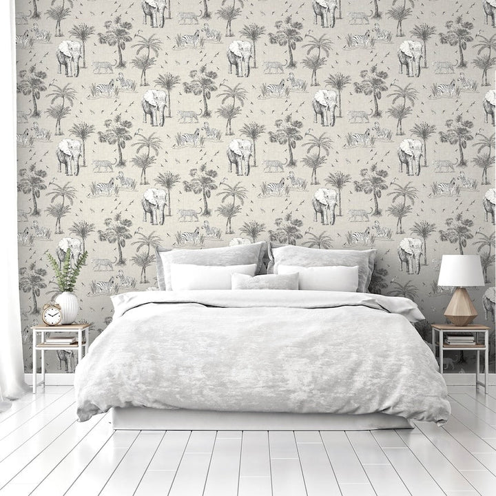 908902 - Arthouse - Arthouse Safari Lagoon Grey Wallpaper - Decor Warehouse