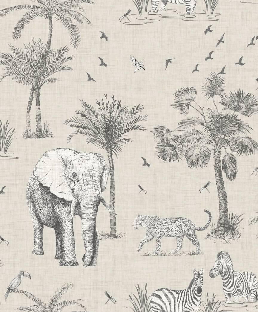 908902 - Arthouse - Arthouse Safari Lagoon Grey Wallpaper - Decor Warehouse