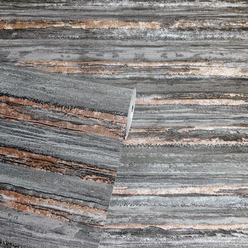 297704 - Arthouse - Arthouse Sahara Charcoal/Rose Gold Wallpaper - Decor Warehouse