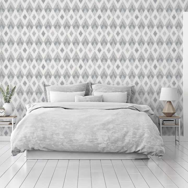 297200 - Arthouse - Arthouse Scandi Diamond Silver Wallpaper - Decor Warehouse