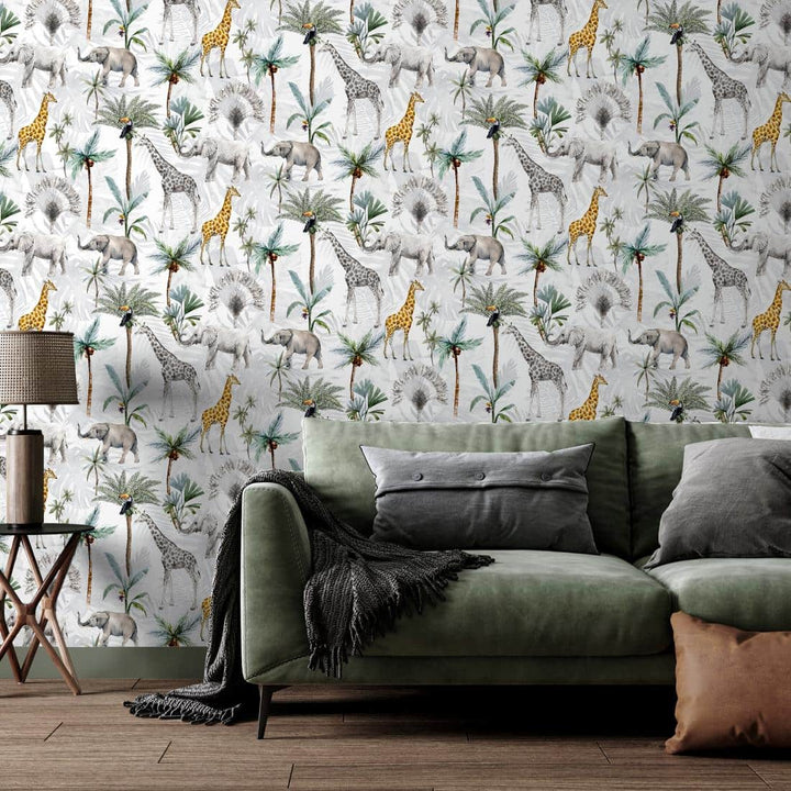 923709 - Arthouse - Arthouse Serengeti Animals Multicoloured Wallpaper - Decor Warehouse