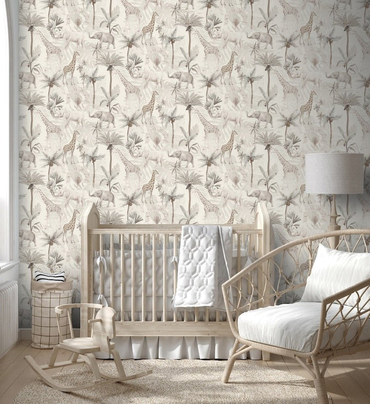 923703 - Arthouse - Arthouse Serengeti Animals Neutral Wallpaper - Decor Warehouse