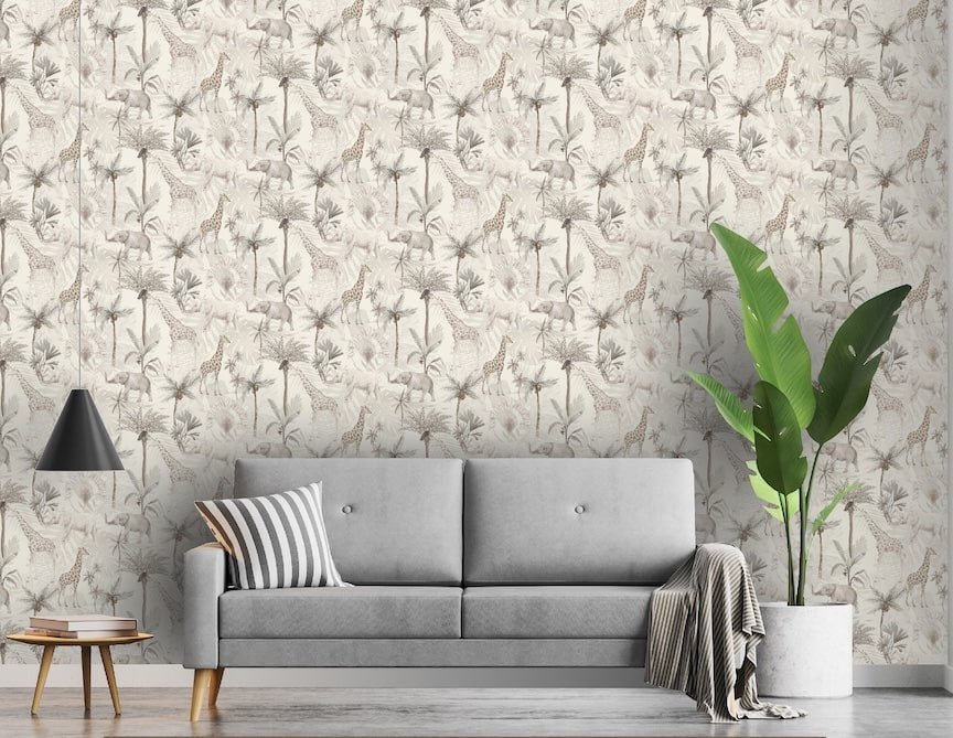 923703 - Arthouse - Arthouse Serengeti Animals Neutral Wallpaper - Decor Warehouse