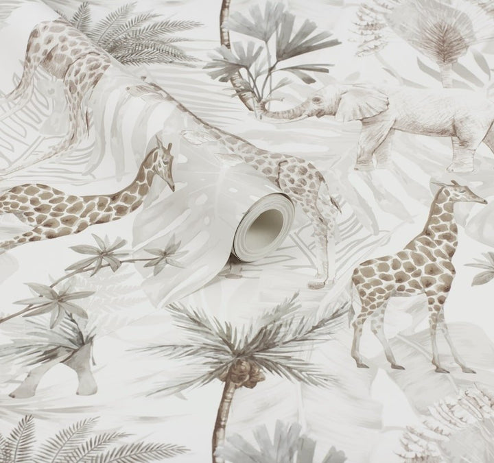 923703 - Arthouse - Arthouse Serengeti Animals Neutral Wallpaper - Decor Warehouse