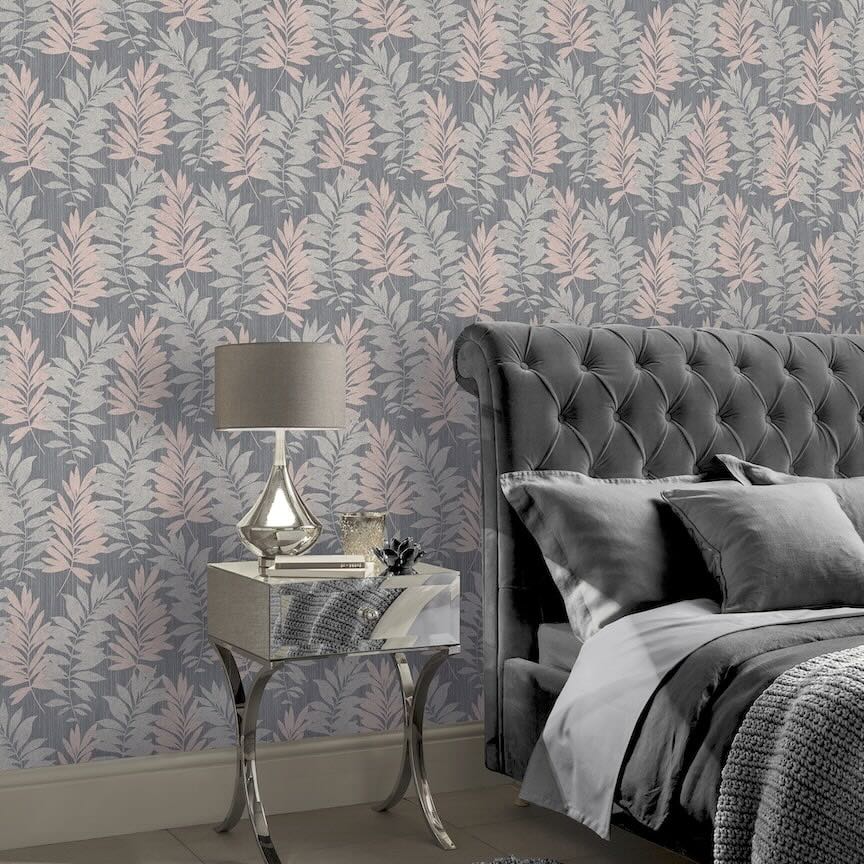 296200 - Arthouse - Arthouse Stardust Palm Pink/Grey Wallpaper - Decor Warehouse