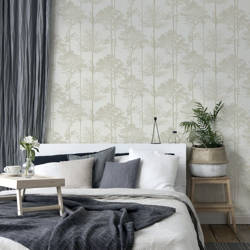 296102 - Arthouse - Arthouse Stardust Tree Neutral Wallpaper - Decor Warehouse