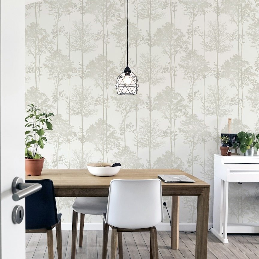 296102 - Arthouse - Arthouse Stardust Tree Neutral Wallpaper - Decor Warehouse