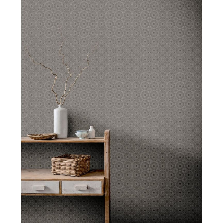 100114AH - Arthouse - Arthouse Symmetrical Chic Slate and Silver Wallpaper - Decor Warehouse