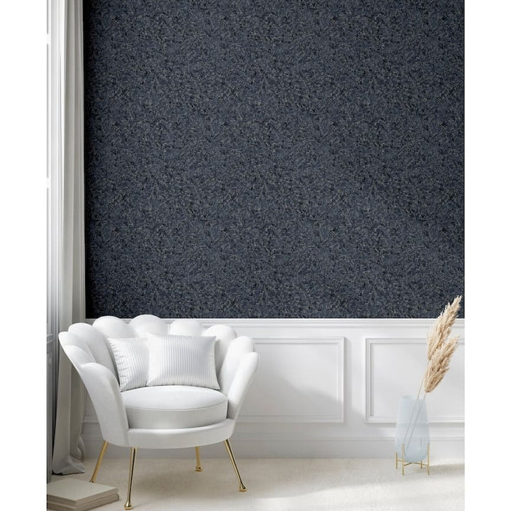 100100AH - Arthouse - Arthouse Textured Marble Navy / Silver Wallpaper - Decor Warehouse