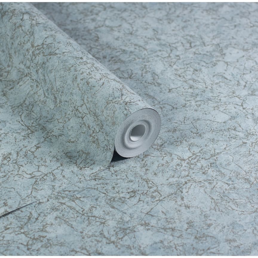 100098AH - Arthouse - Arthouse Textured Marble Soft Blue / Gold Wallpaper - Decor Warehouse