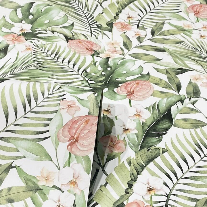 924906 - Arthouse - Arthouse Tropical Floral Pink & Green Wallpaper - Decor Warehouse