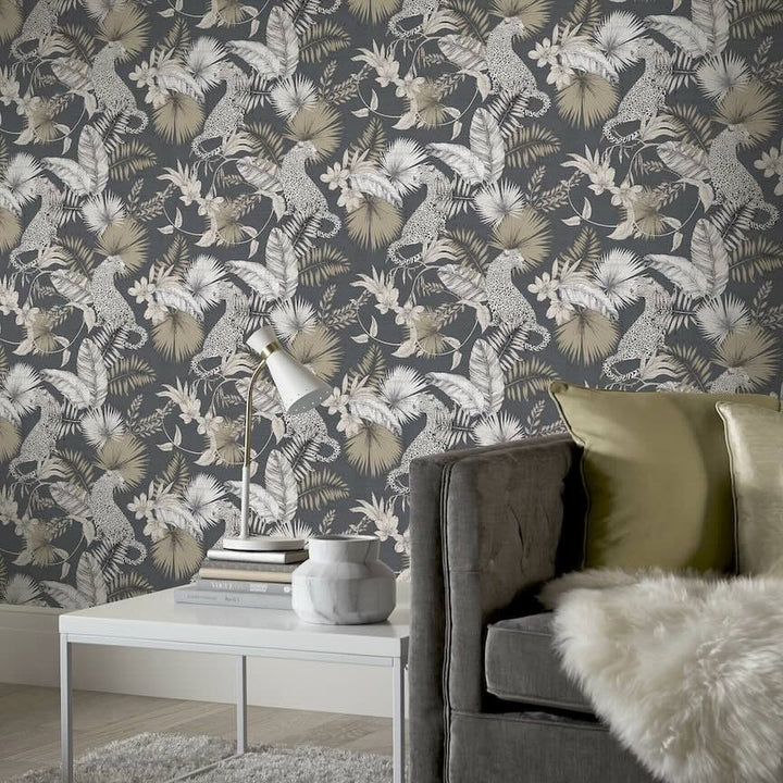 909408 - Arthouse - Arthouse Tropical Leopard Neutral Wallpaper - Decor Warehouse