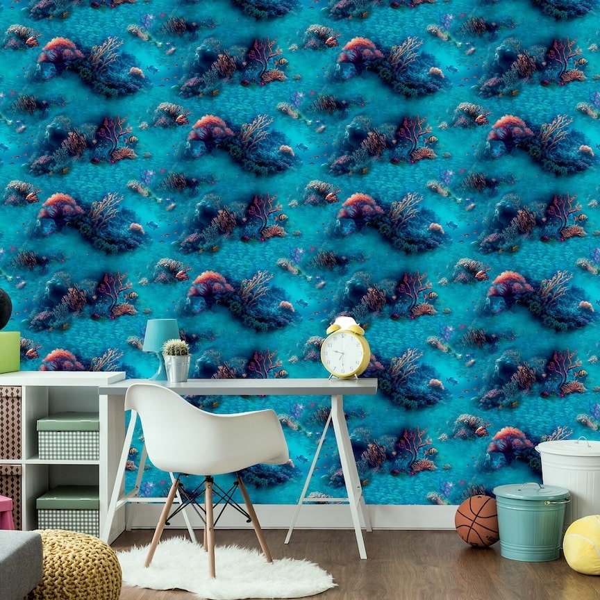 923808 - Arthouse - Arthouse Under The Sea Blue Wallpaper - Decor Warehouse