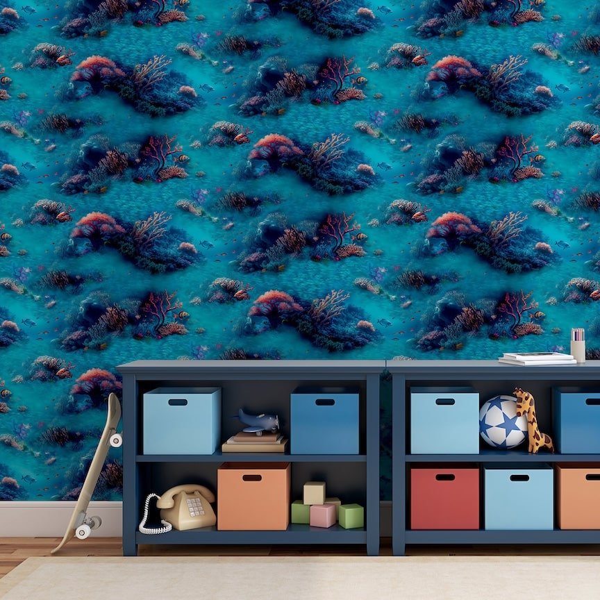 923808 - Arthouse - Arthouse Under The Sea Blue Wallpaper - Decor Warehouse