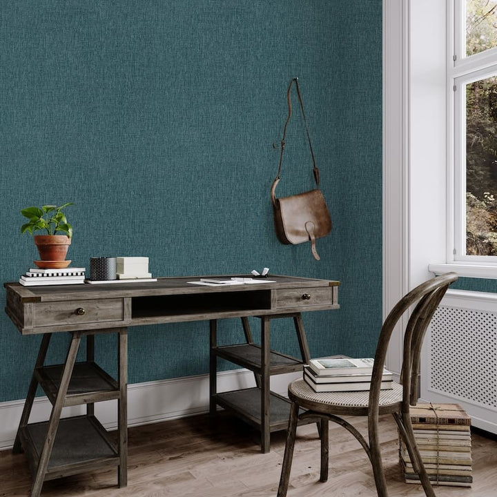 100125AH - Arthouse - Arthouse Urban Weave Deep Teal Wallpaper - Decor Warehouse