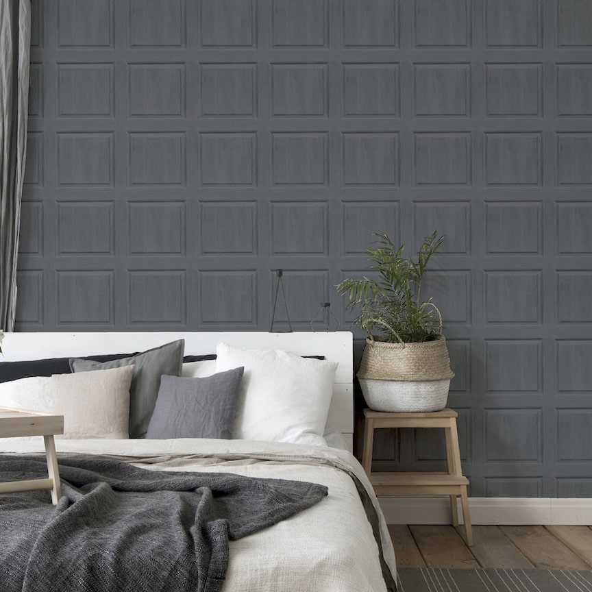 909600 - Arthouse - Arthouse Washed Panel Charcoal Wallpaper - Decor Warehouse