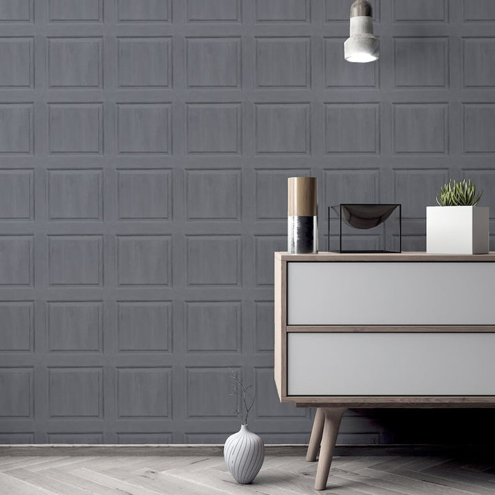 909600 - Arthouse - Arthouse Washed Panel Charcoal Wallpaper - Decor Warehouse