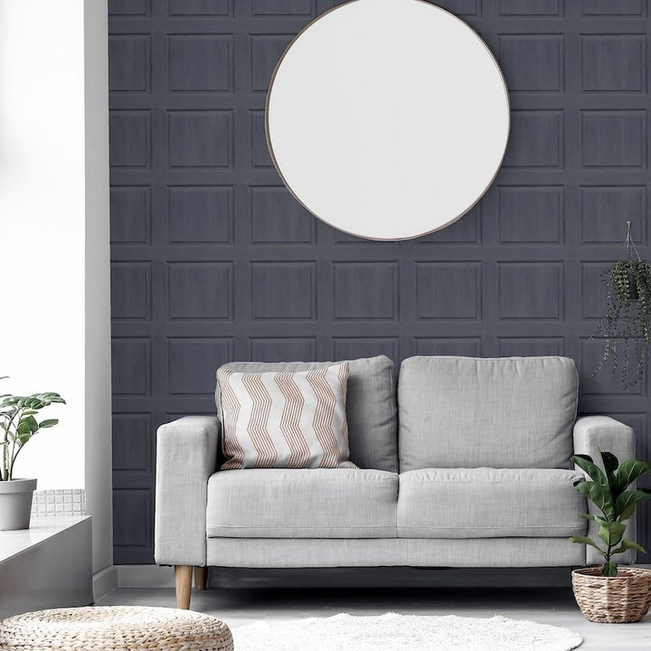 909600 - Arthouse - Arthouse Washed Panel Charcoal Wallpaper - Decor Warehouse