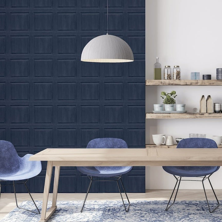 909601 - Arthouse - Arthouse Washed Panel Navy Wallpaper - Decor Warehouse