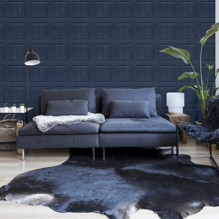 909601 - Arthouse - Arthouse Washed Panel Navy Wallpaper - Decor Warehouse