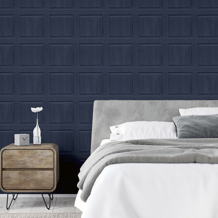 909601 - Arthouse - Arthouse Washed Panel Navy Wallpaper - Decor Warehouse