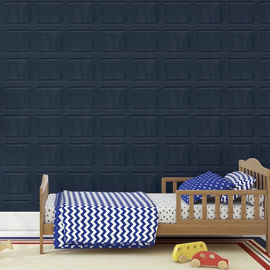 909601 - Arthouse - Arthouse Washed Panel Navy Wallpaper - Decor Warehouse