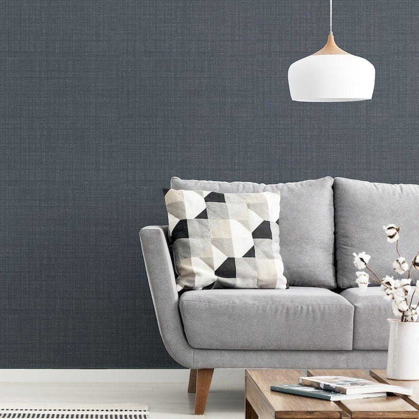 946006 - Arthouse - Arthouse Weave Texture Dark Grey Wallpaper - Decor Warehouse