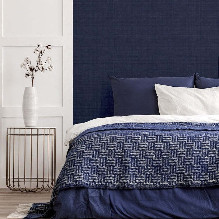 946002 - Arthouse - Arthouse Weave Texture Navy Wallpaper - Decor Warehouse