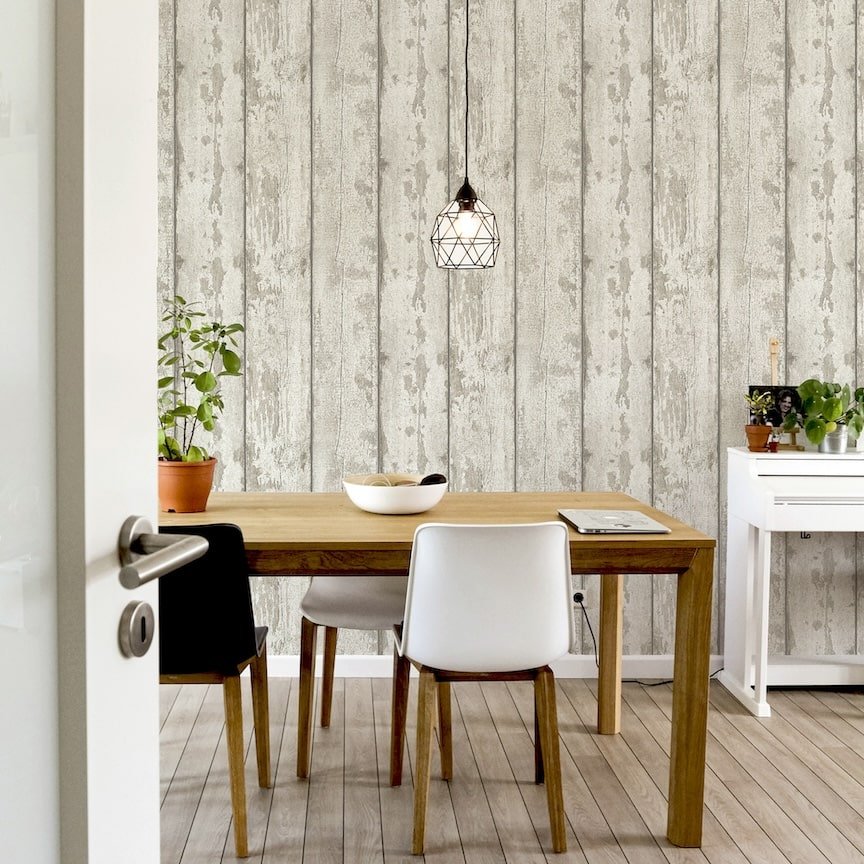 694700 - Arthouse - Arthouse White Washed Wood Wallpaper - Decor Warehouse