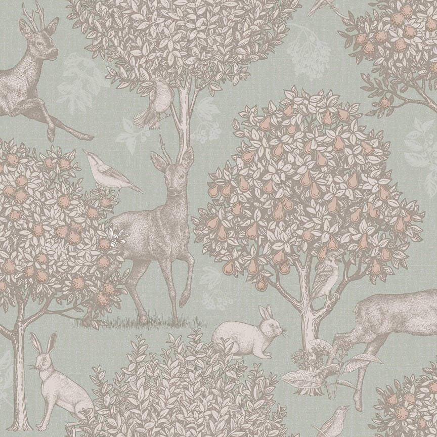 924606 - Arthouse - Arthouse Woodland Scene Sage Green Wallpaper - Decor Warehouse