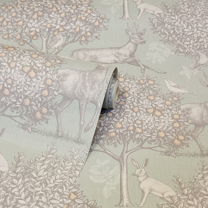 924606 - Arthouse - Arthouse Woodland Scene Sage Green Wallpaper - Decor Warehouse