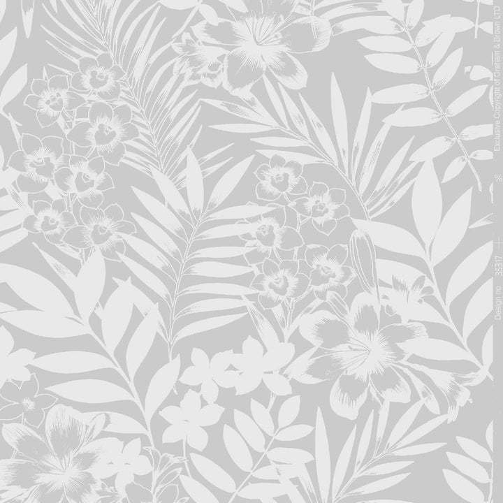 105140 - Boutique - Boutique Palm Springs Silver Wallpaper - Decor Warehouse