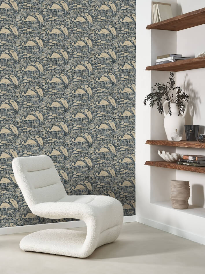 BBLN89736500-Casadeco-Casadeco Babylone Euphrate Encre/Naturel Wallpaper-Decor Warehouse