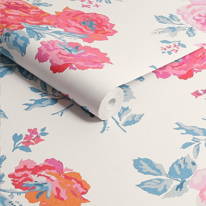 125495 - Cath Kidston - Cath Kidston Archive Rose Blue & Pink Wallpaper - Decor Warehouse