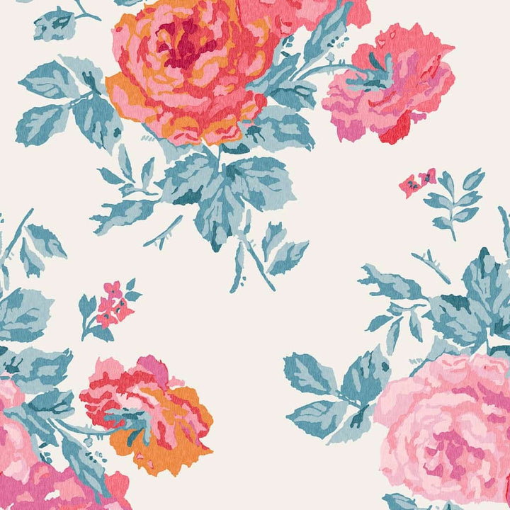 125495 - Cath Kidston - Cath Kidston Archive Rose Blue & Pink Wallpaper - Decor Warehouse