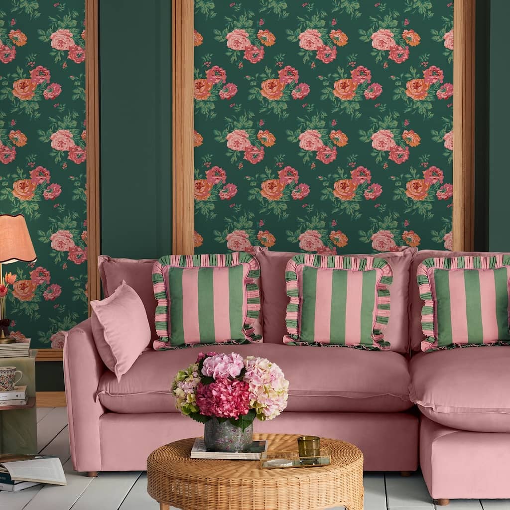 125496 - Cath Kidston - Cath Kidston Archive Rose Green Wallpaper - Decor Warehouse