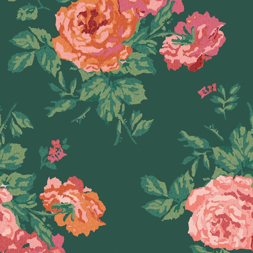 125496 - Cath Kidston - Cath Kidston Archive Rose Green Wallpaper - Decor Warehouse