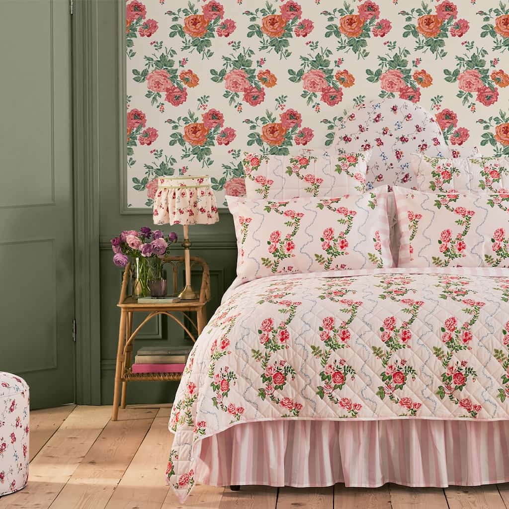 125494 - Cath Kidston - Cath Kidston Archive Rose Pink Blooms Wallpaper - Decor Warehouse