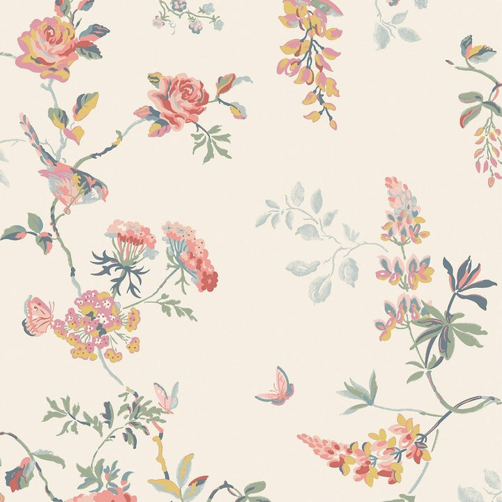 125503 - Cath Kidston - Cath Kidston Birds & Roses Spring Wallpaper - Decor Warehouse