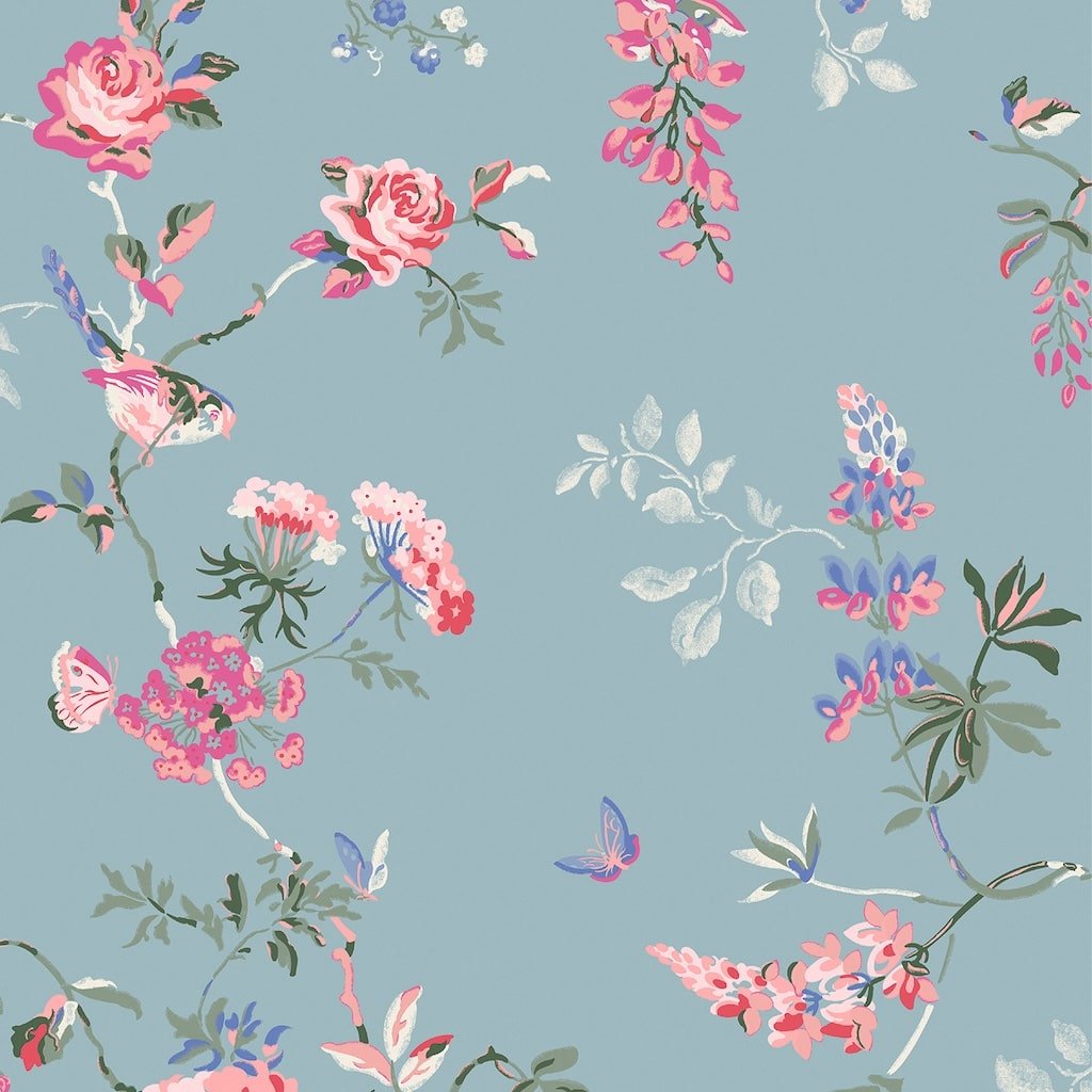 125504 - Cath Kidston - Cath Kidston Birds & Roses Summer Wallpaper - Decor Warehouse