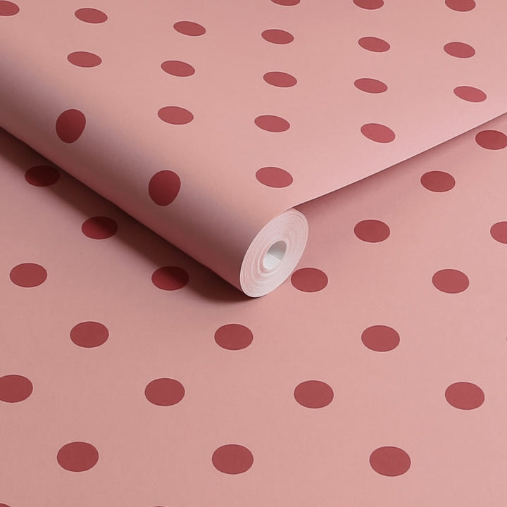 125521 - Cath Kidston - Cath Kidston Button Spot Pink & Red Wallpaper - Decor Warehouse