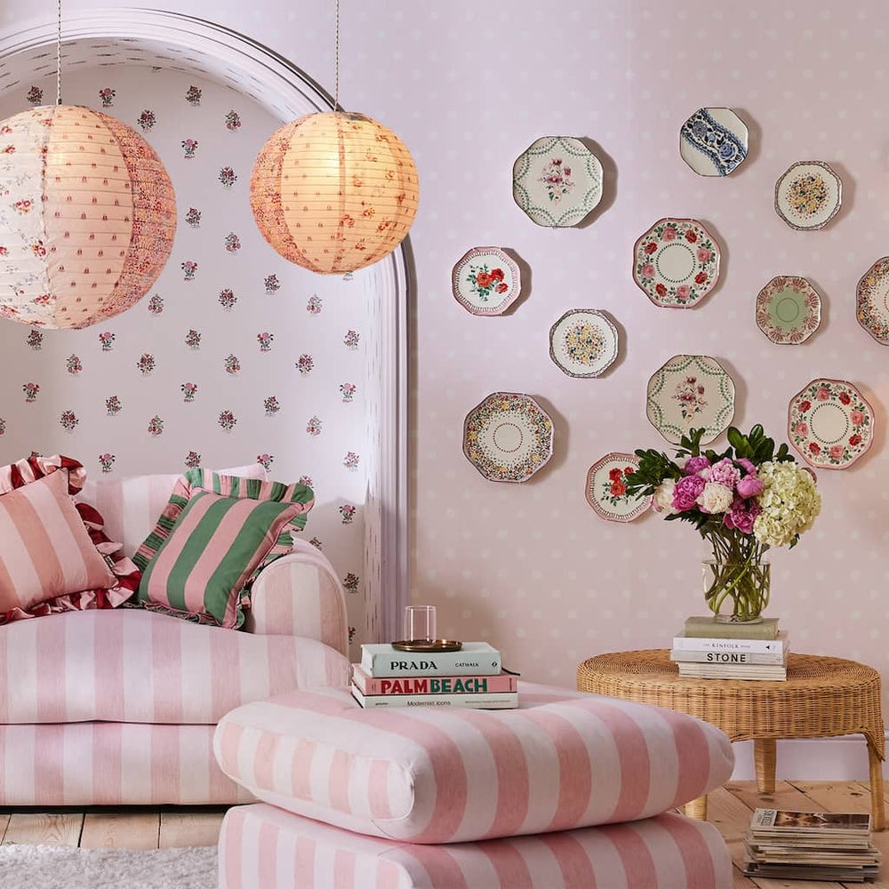 125520 - Cath Kidston - Cath Kidston Button Spot Pink Wallpaper - Decor Warehouse