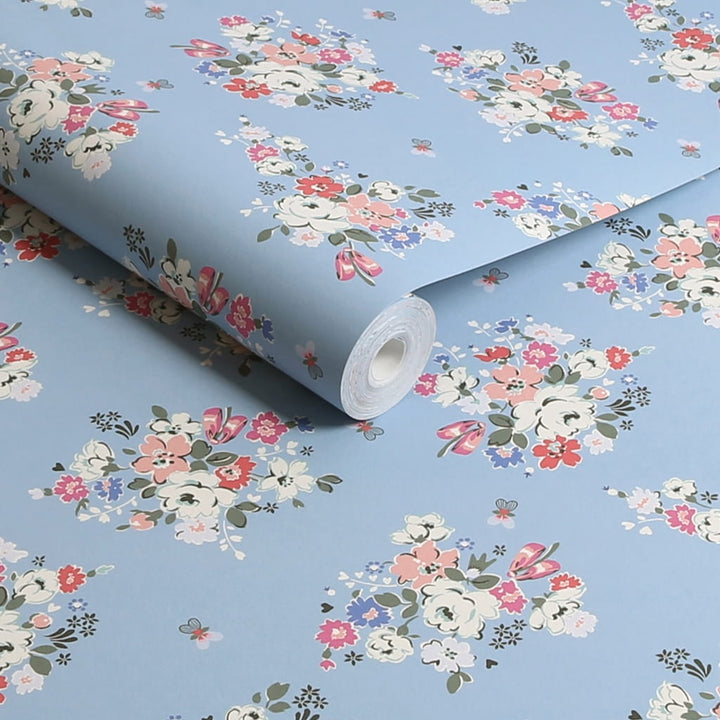 125507 - Cath Kidston - Cath Kidston Clifton Floral Blue Wallpaper - Decor Warehouse