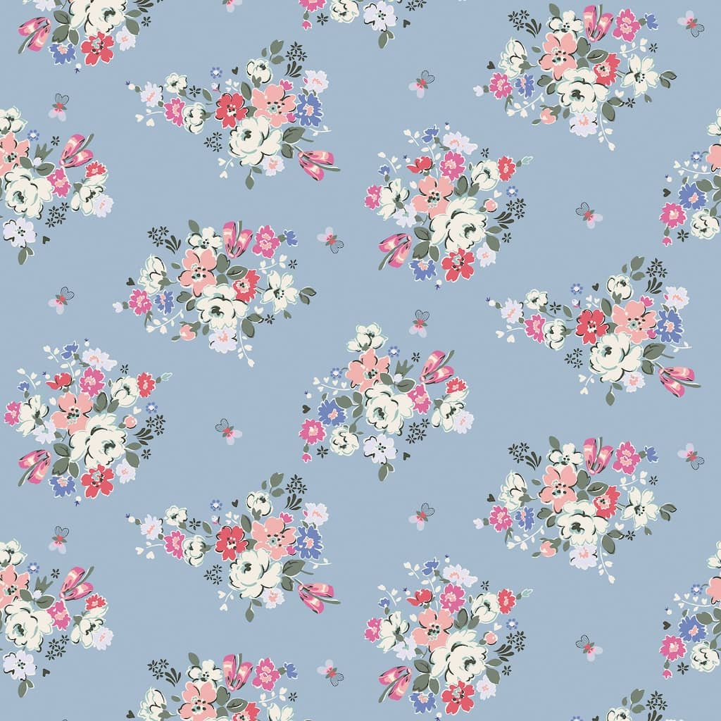 125507 - Cath Kidston - Cath Kidston Clifton Floral Blue Wallpaper - Decor Warehouse